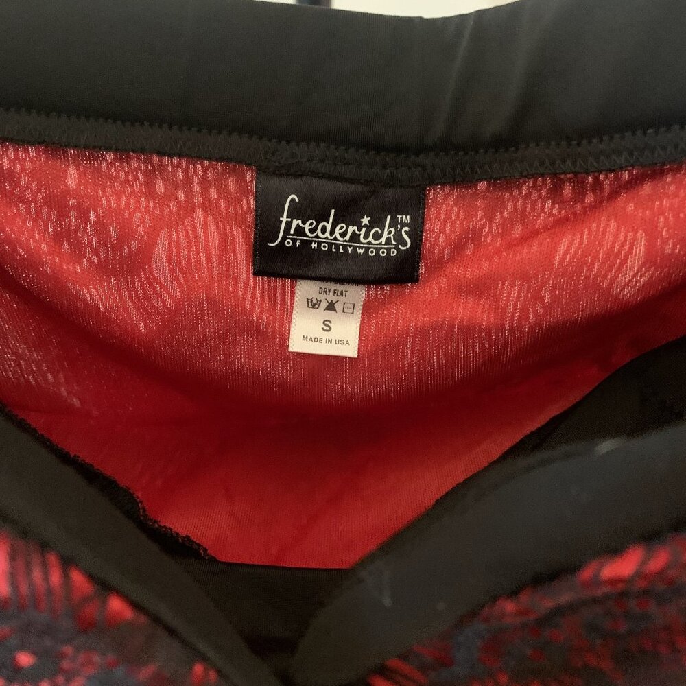 FREDERICK'S of HOLLYWOOD red & black strapless bodycon dress, size small (S) - Picture 4 of 4